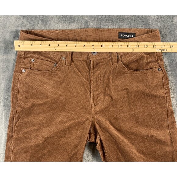 Bonobos Corduroy Pants Mens 31 x 30 Brown Flat Front Slim Taper - Picture 6 of 7